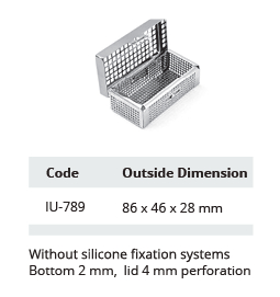 Dental sterilization basket with lid without silicone fixing systems