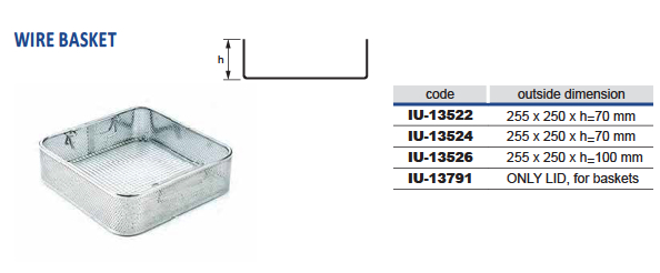 Wire basket with perforated metal plate for 1/2 model, 1.2 mm wire diameter and 6 x 6 mm mesh - 246 x 246 x h