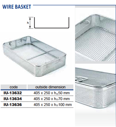 Cistella de filferro amb placa metàl·lica perforada per a un model 3/4, diàmetre de 1,2 mm de diàmetre i 6 x 6 mm de malla - 405 x 250 x h