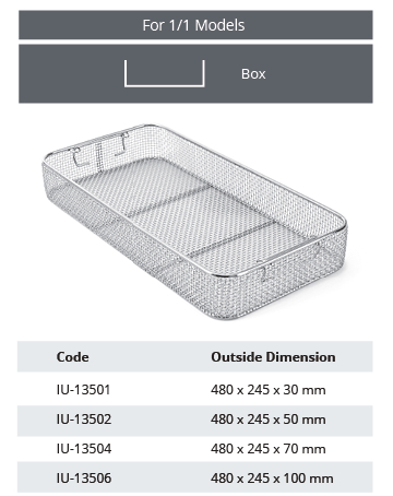 Wire Mesh Basket without Lid for 1/1 Model, 1 mm Wire Diameter and 4 x 4 mm Mesh - 480 x 245 x H mm