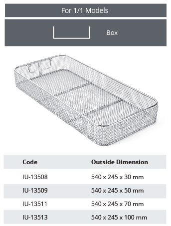 Wire mesh basket without lid for 1/1 model, 1 mm wire diameter and 4 x 4 mm mesh - 540 x 245 x h