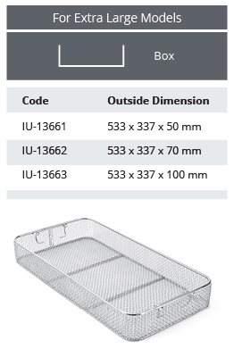 [IU-13661] Wire Mesh Basket without Lid for Extra Large Model, 1 mm Wire Diameter and 4 x 4 mm Mesh - 533 x 337 x H mm (50 mm)