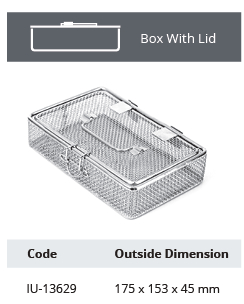 Wire mesh basket with lid, wire diameter 0.9 mm and mesh 3.3 x 3.3 mm