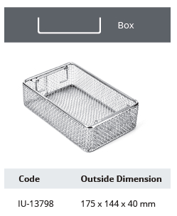 [IU-13798] Wire Mesh Basket without Lid, 0.9 mm Wire Diameter and 3.3 x 3.3 mm Mesh (175 x 144 x 40 mm)