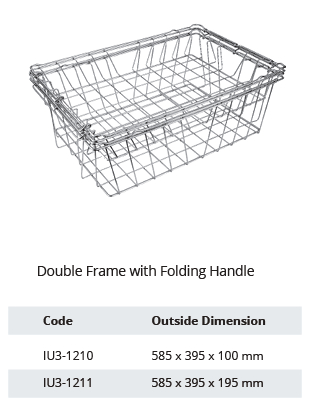 Cistella SPRI amb doble marc i mànec plegable - 585 x 395 x h mm