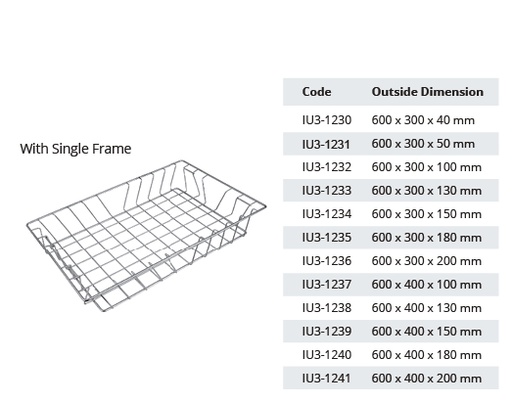 [IU3-1230] Spri basket with unique frame - 600 x to x h mm (600 x 300 x 40 mm)