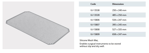 [IU-13538] Alfombra de Malla de Silicona para Instrumentos Quirúrgicos - Color Gris (250 x 240 mm)