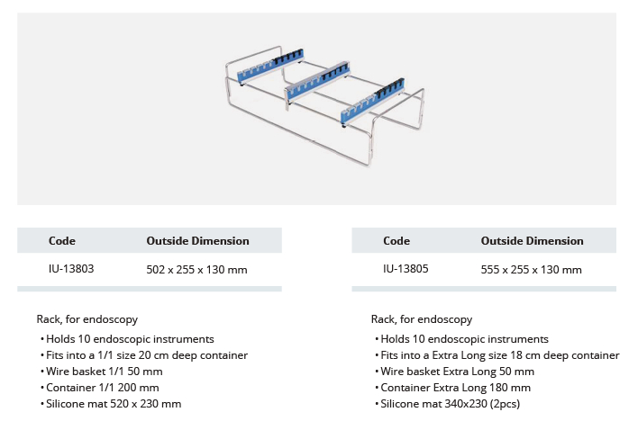 Endoscopy rack - L x 255 x 130 mm