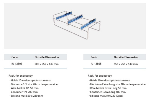 [IU-13803] Endoscopy rack - L x 255 x 130 mm (502 x 255 x 130 mm)