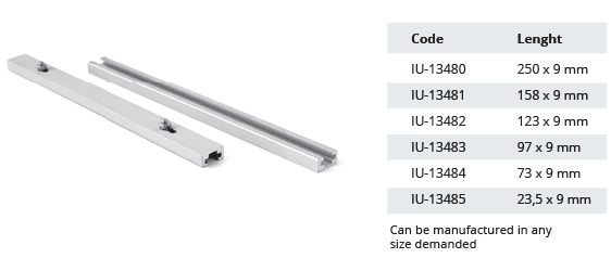 Riel de Aluminio para Sistemas de Fijación de Silicona - L x 9 mm