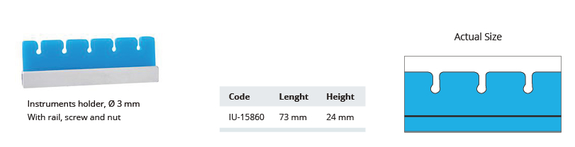 Silicone instruments holder with rail, screw and nut - different diameters