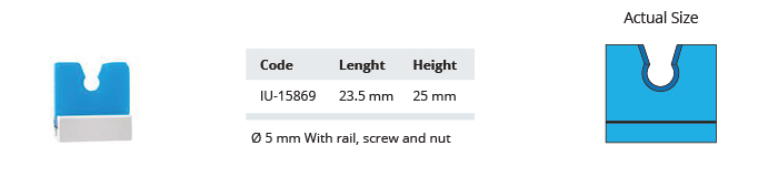 Silicone fixing system with rail, screw and nut - 23.5 x 25 mm