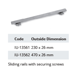 Sliding rail separator with safety screws - L x 26 mm