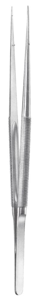 Micro Pinza para Sutura con Dientes de 1 x 2 y Plataforma, Puntas Rectas de 6 x 0,7 mm - Longitud de 14 cm