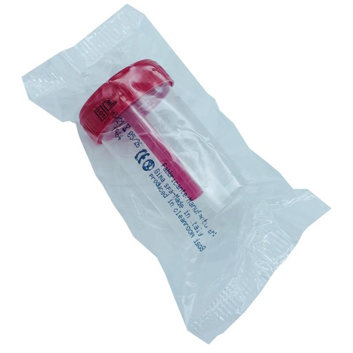 Envase Colector de Heces con Espátula y Tapa Roja - 120 ml