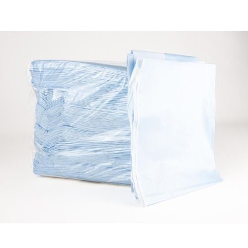 Baberos Desechables Azules para Adultos con Depósito, 37 x 48 cm - Bolsa de 150 Unidades