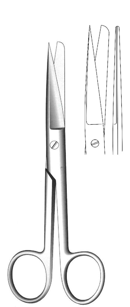Tijera quirúrgica estándar, recta, afilada / desafilada - longitud = 16.5 cm / 6-1/2&quot;