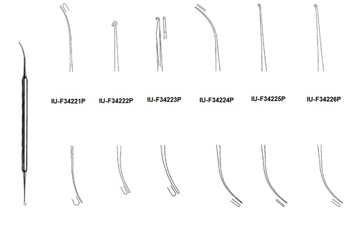 [IU-F34224P] Gancho de Flebectomía Varady de Doble Extremo con Mango Sólido - Longitud de 18 cm (Micro Disector 1 y 2 mm)