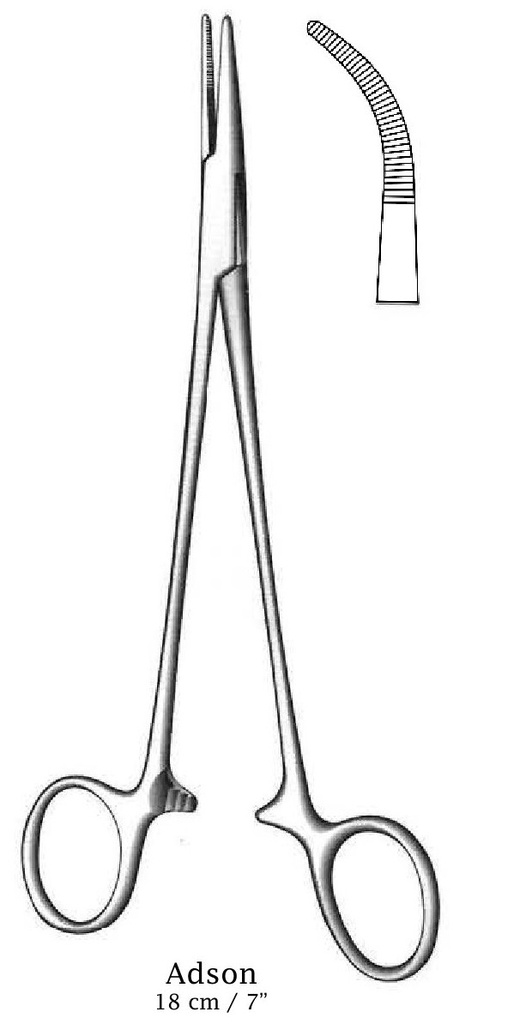 Adson artery clamp - length = 18 cm / 7 ", curved medium
