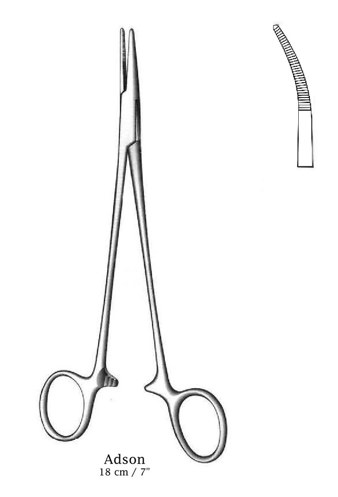 Pinza de arteria Adson - longitud = 18 cm / 7", ligeramente curvado