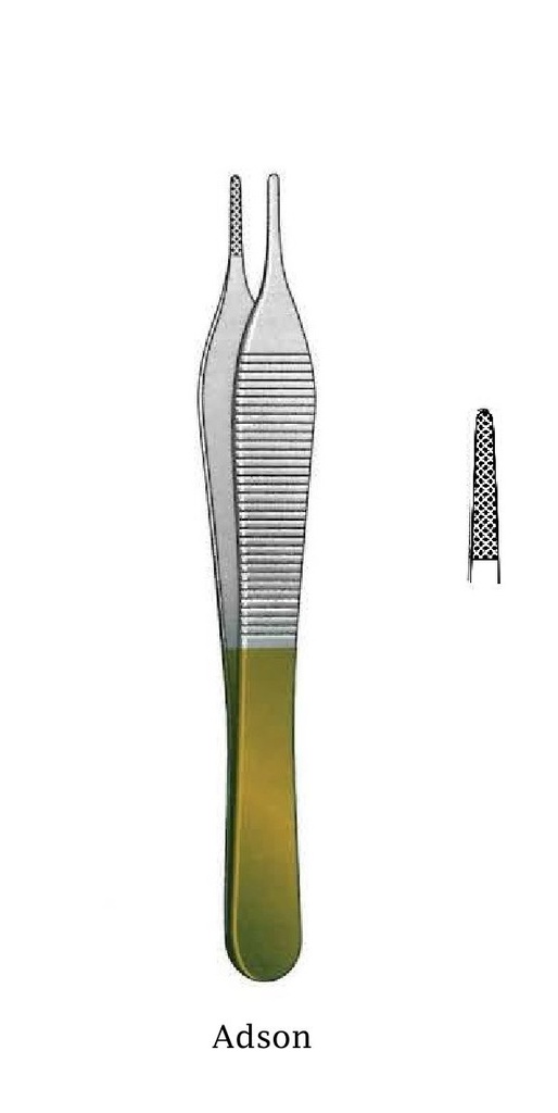 Pinza de disección Adson - longitud = 15 cm / 6", TC Gold