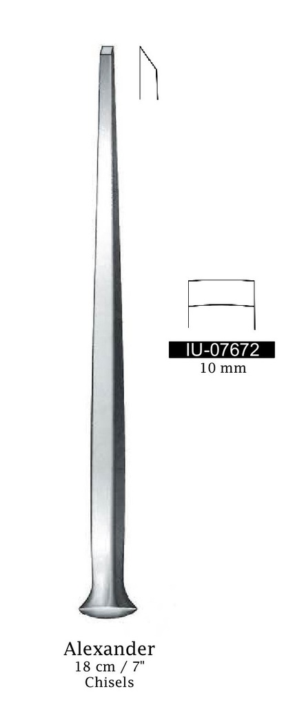 Cincel Alexander - longitud = 18 cm / 7", ancho = 10 mm
