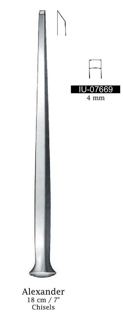 Cincel Alexander - longitud = 18 cm / 7", ancho = 4 mm