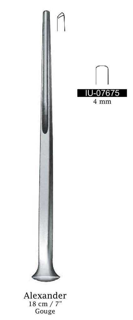 Gubia Alexander - longitud = 18 cm / 7", ancho = 4 mm