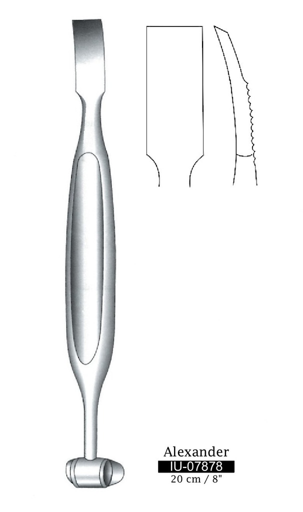 Raspador periostio Alexander doble punta - longitud = 20 cm / 8"