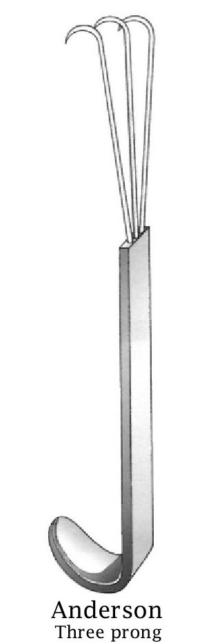 Retractor de garra Anderson, largo, 3 puntas