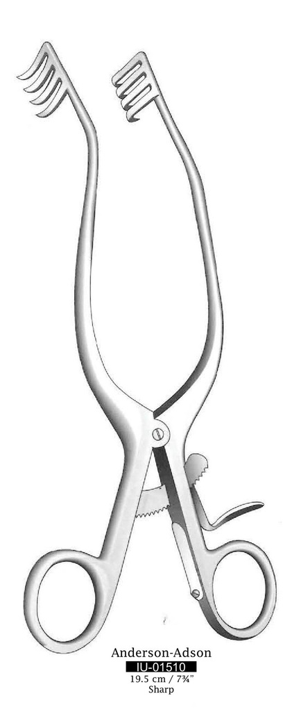 Anderson-Adson Self-updating Retractor, Sharpening, 4: 4 teeth-Length = 19.5 cm / 7-3 / 4 "