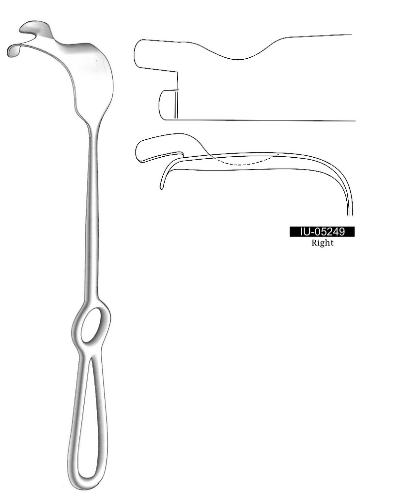 Retractor de LeFort I Arnhem, retractor de elevación de seno - longitud = 22 cm / 8-3/4", derecho