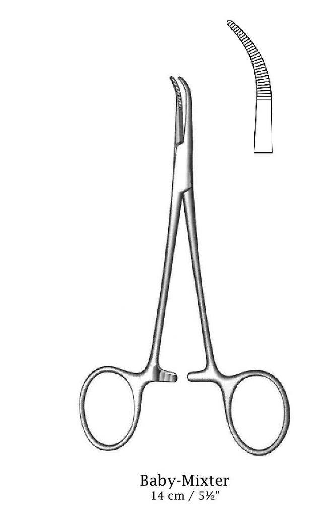 Baby-Mixter artery clamp-length = 14 cm / 5-1 / 2 ", curved