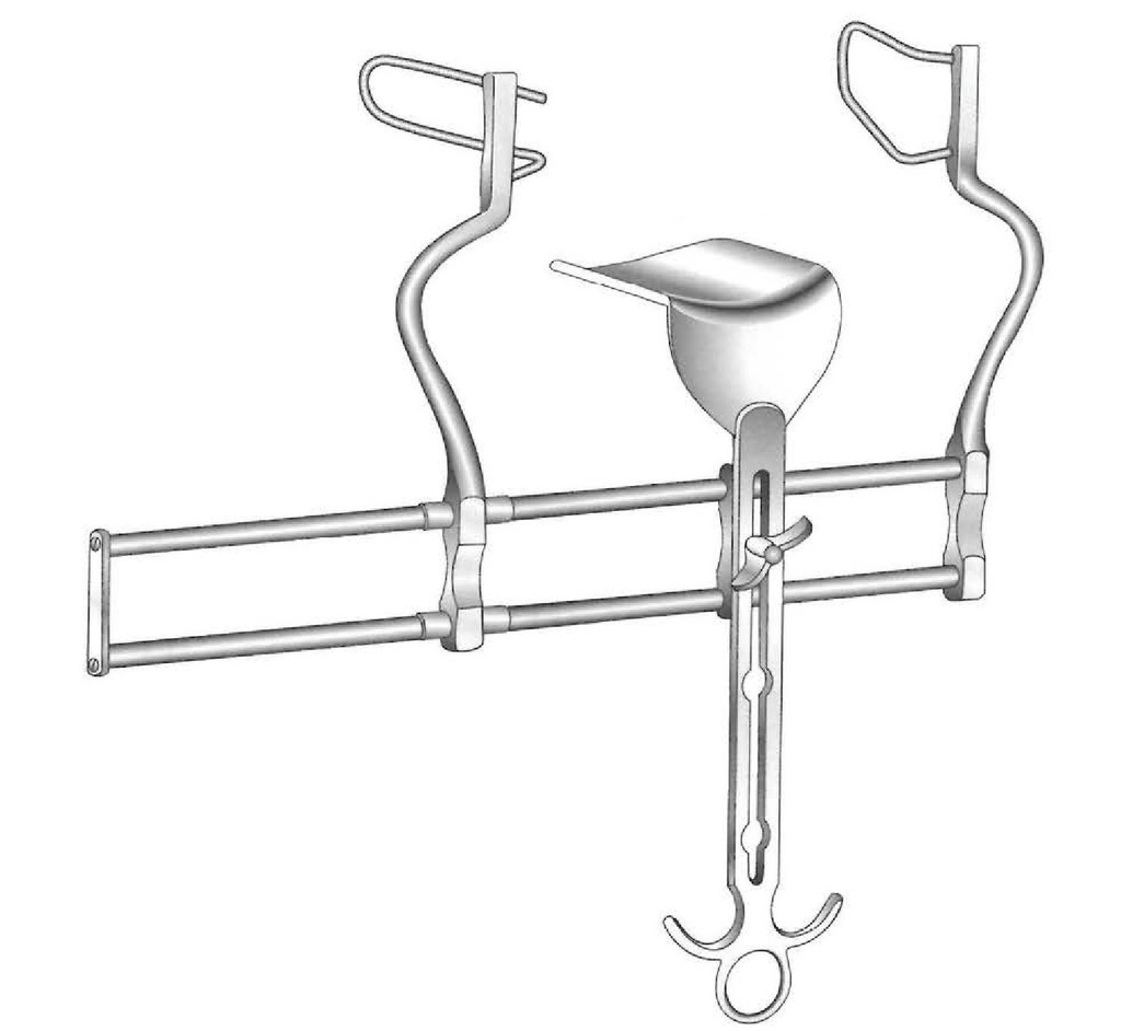 Retractor abdominal Balfour - valva central = 100 x 70 mm, valva lateral = 100 x 35 mm