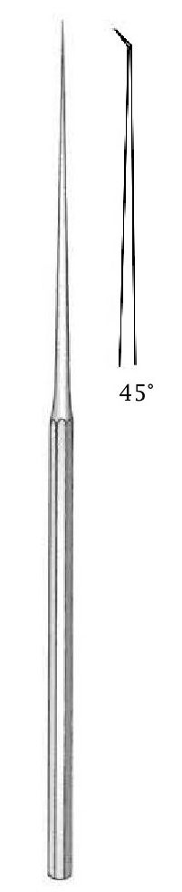 Micro Barbara ears - length = 16 cm / 6-1 / 4 ", tip = 0.3 mm, angle = 45 °