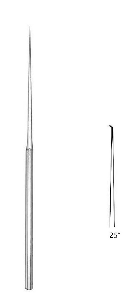 Micro gancho de oído Barbara - longitud = 16 cm / 6-1/4", punta = 0.6 mm, ángulo = 25°