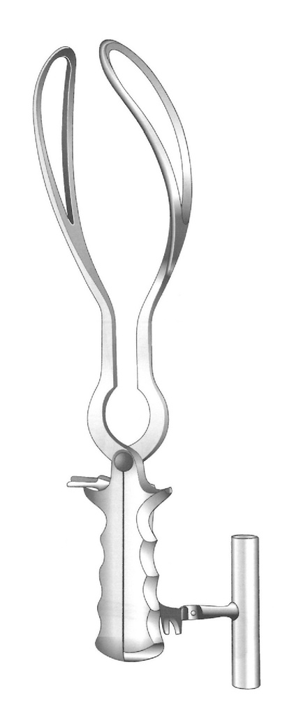 Obstetric clamp Barnes -Neville with traction handle - length = 43.5 cm / 17 "