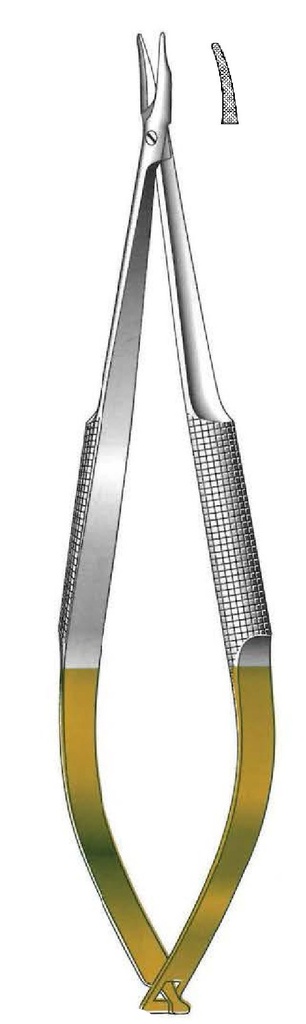 Porta agujas Barraquer con bloqueo, dentado, TC Gold - longitud = 13 cm / 5-1/4"