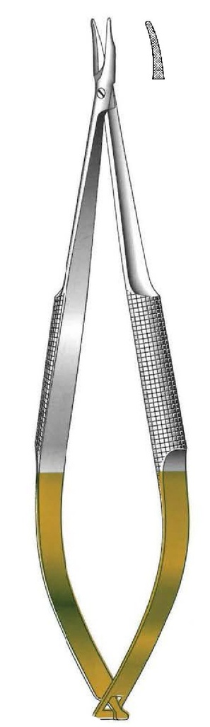 Porta agujas Barraquer con bloqueo, dentado, TC Gold - longitud = 16 cm / 6-1/4"