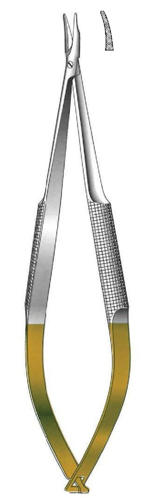 Porta agujas Barraquer con bloqueo, dentado, TC Gold. 23 cm / 9"