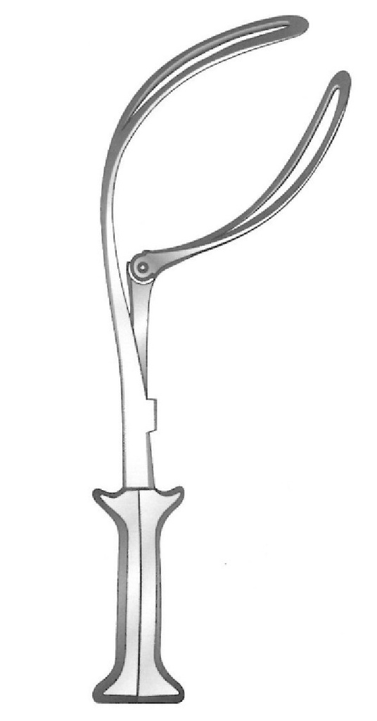 Barton obstetric clamp with an articulated sheet - length = 35.5 cm / 14 "