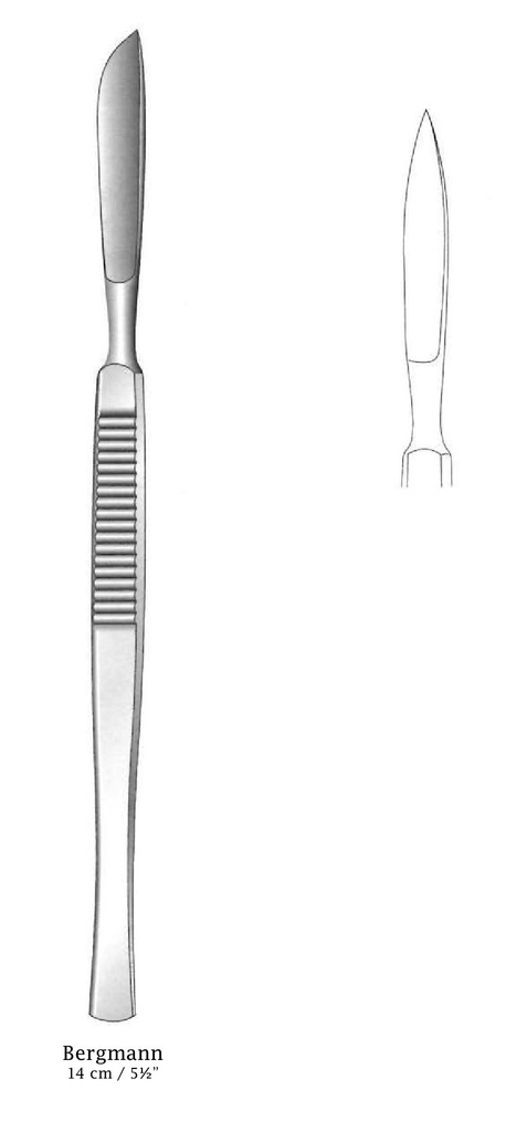 Cuchillo de disección Bergmann - longitud = 14 cm / 5-1/2"
