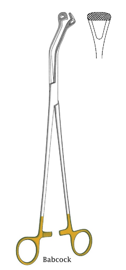 Pinza para órgano y tejido de Babcock - longitud = 20 cm / 8", ángulo = 45°, TC Gold