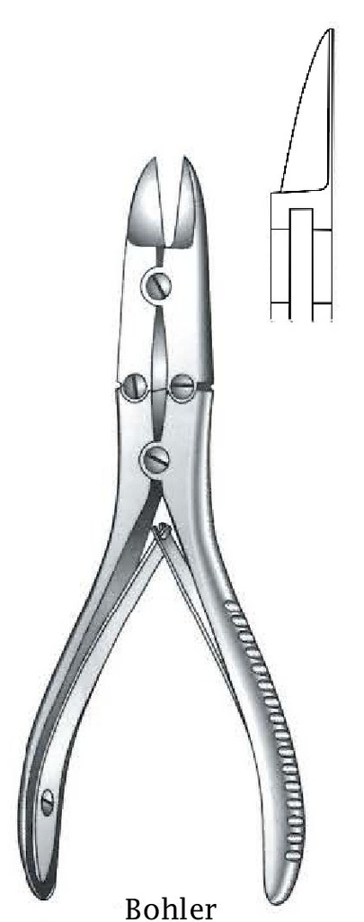 Pinza cortante para huesos Bohler - longitud = 14.5 cm / 5-3/4"