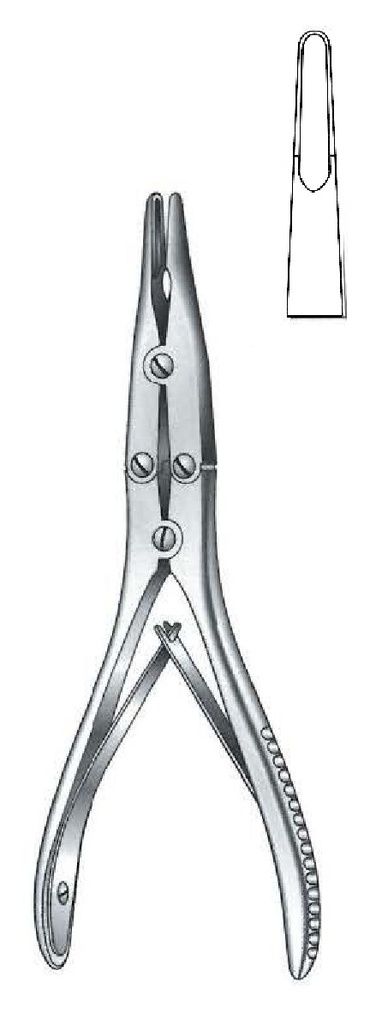 Pinza gubia para huesos de Bohler, punta = 2 mm, recta - longitud = 15 cm / 6"