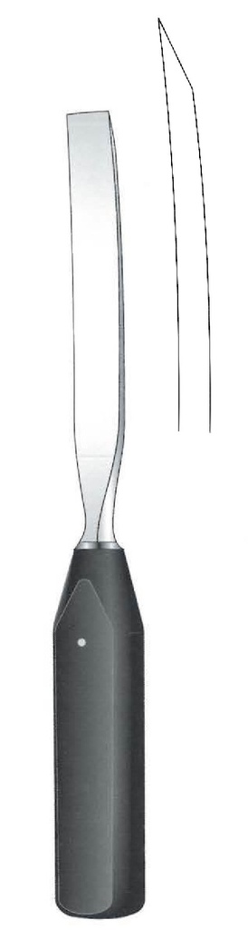 Cincel para huesos con mango de ferrozell, curva, ancho = 16 mm