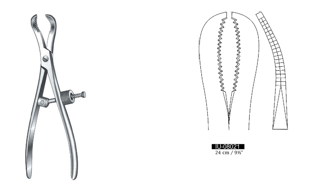 Pinza de sujeción para huesos con bloqueo rápido - longitud = 24 cm / 9-1/2"