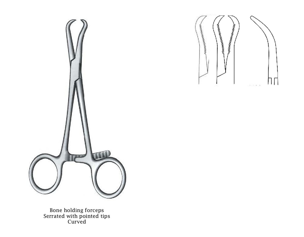 Succession and bone reduction clamp with pointed tips - length = 14 cm / 5-1 / 2 "