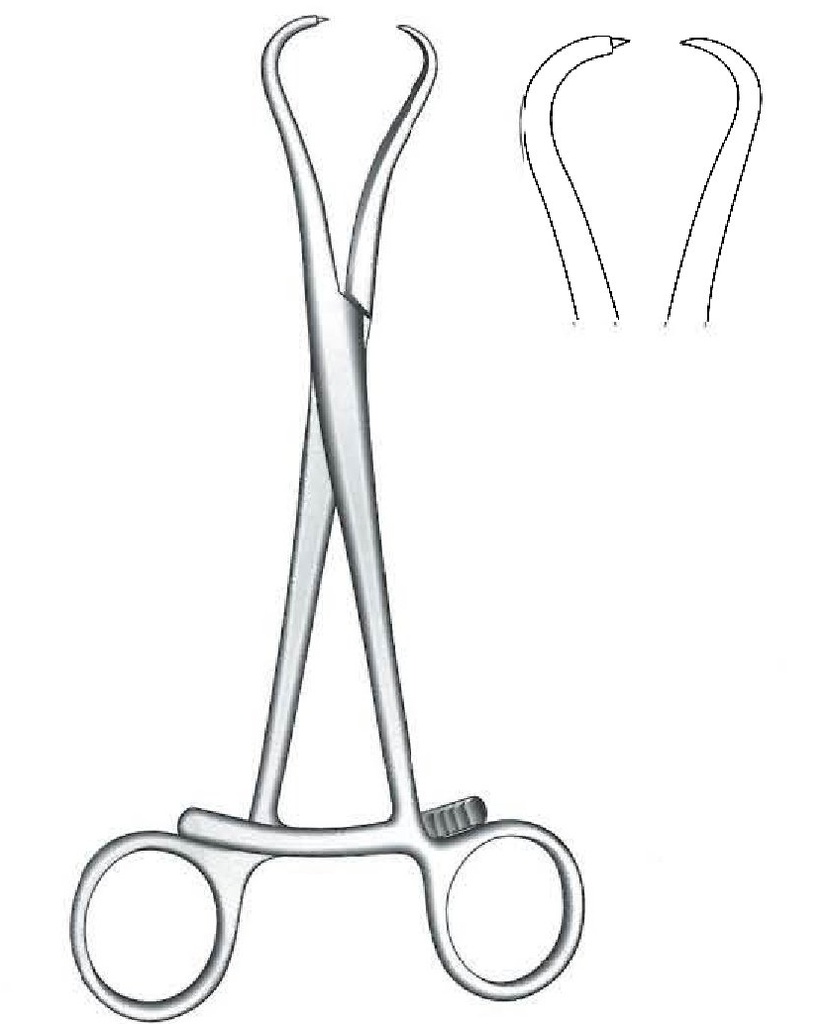 Bone reduction clamp, a pointed tip - length = 17.5 cm / 7 "