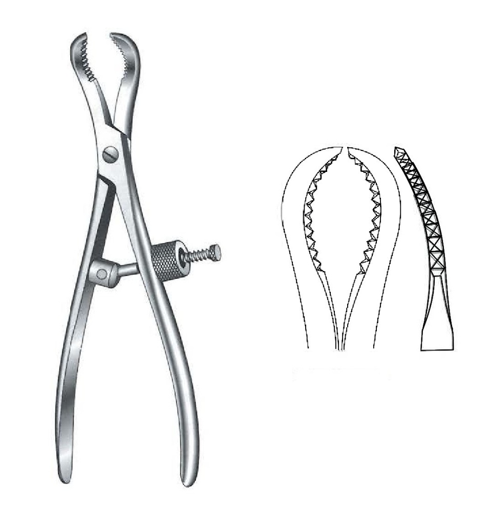 Pinza de sujeción para huesos con bloqueo rápido - longitud = 16 cm / 6-1/4"